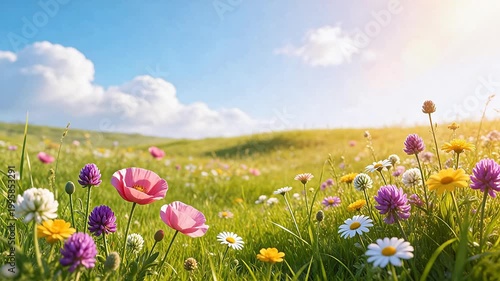 Colorful wildflowers in a sunny meadow