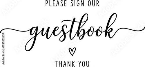 фотографія Wedding guestbook sign with heart for event decoration and signature