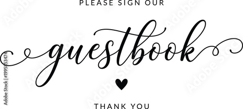 Принти на полотні Wedding guestbook sign with heart and thank you message for event decoration and