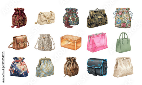 Collection of miniature bags from medieval purses to modern micro bags