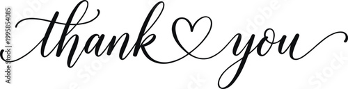 Handwritten thank you message with heart for personal greeting card