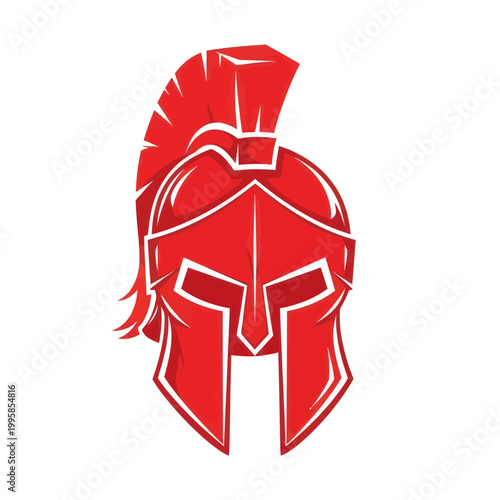 Red Spartan Helmet Graphic - Ancient Warrior Armor Icon