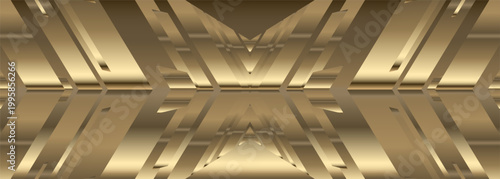 Gold modern abstract background with golden arrows and polish angles. Wide luxury banner with metallic gradient. Vector illustration