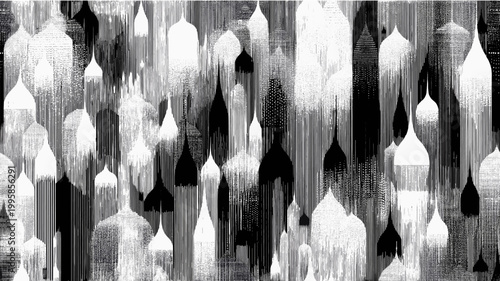 Abstract black and white pattern with flowing lines. Abstract design creating a falling or rising pattern with white lines and dark spaces