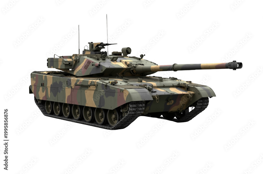 Obraz premium Armored combat vehicle with a powerful cannon for defense