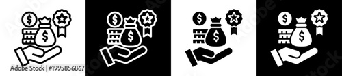 Bonus Reward Icon Set In Black And White Filled Style Collection 