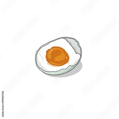 Salted Egg Half Cut Traditional Food Vector Illustration