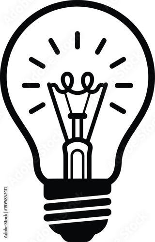 Simple black light bulb icon for creative inspiration and idea generation in business and design
