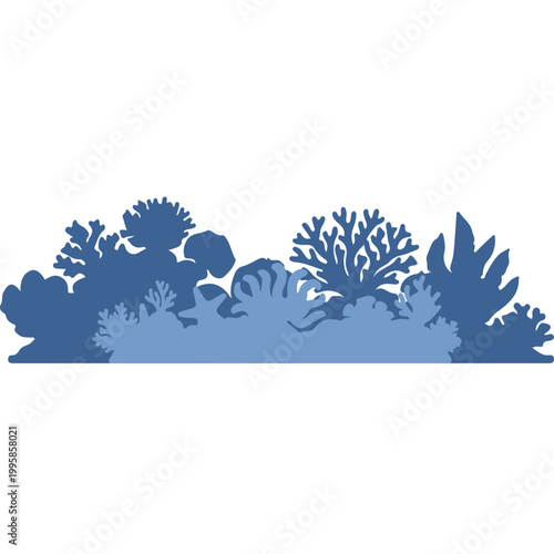 Blue Coral Reef Silhouette Illustration
