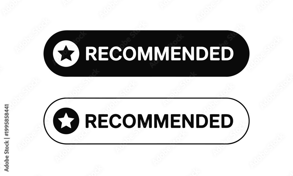 Fototapeta premium Recommended stamp vector icons for quality assurance and approval
