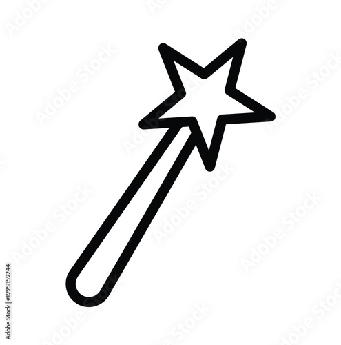 Simple Outline of a Magic Wand with Star Design for Creative Projects