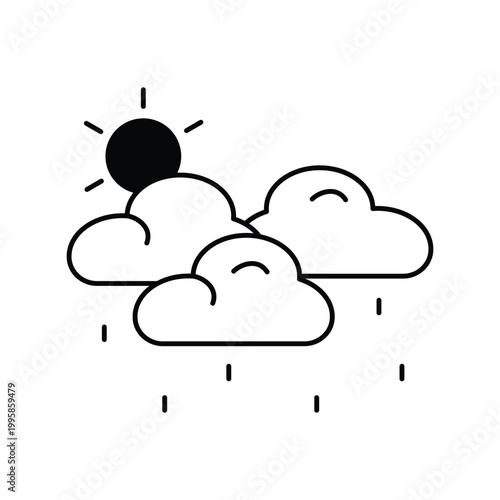 Cloudy icon with white background vector stock illustration