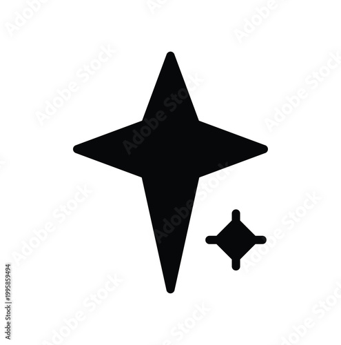 Black star and sparkle icons on a white background for creative design projects