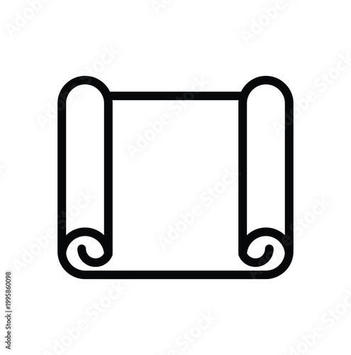 Vintage Scroll Icon Design in Simple Black Outline Style for Various Uses