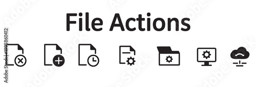 Simple icons representing file operations: delete, add, clock, settings, folder, computer, cloud.