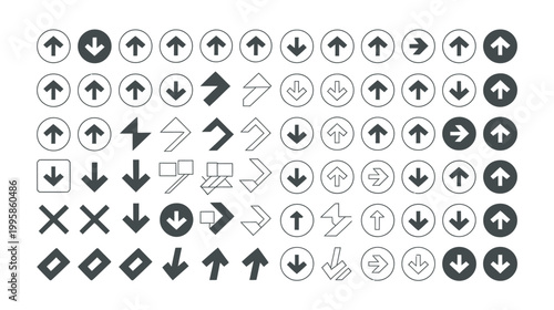 Large collection of arrow and directional icons, including up, down, left, right, and circular symbols.