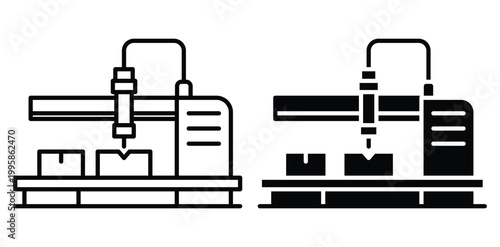 Detailed Illustration of CNC Machine in Two Design Styles for Manufacturing