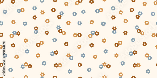 Seamless pattern with daisy flowers in earthy colors, Vector illustration