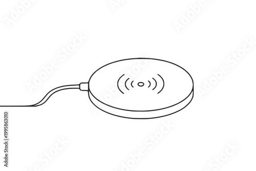Wireless Charger One Line Vector for Charging Pad and Mobile Power
