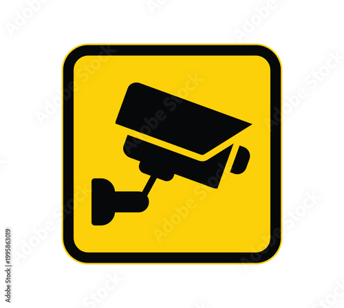 Security Camera Icon in Yellow Square Warning Sign Design