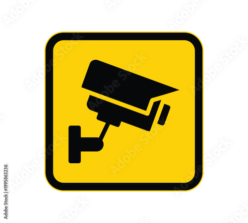 Security Camera Icon on Yellow Background for Surveillance Systems