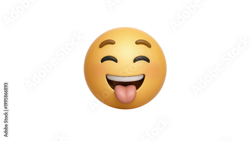 Yellow Smiling Face Emoji with Closed Eyes and Tongue Out