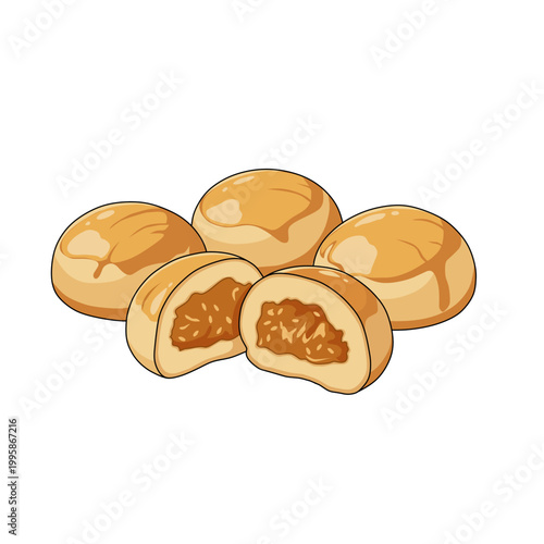 Nastar Pineapple Tart Cookies Set Indonesian Dessert Vector Illustration