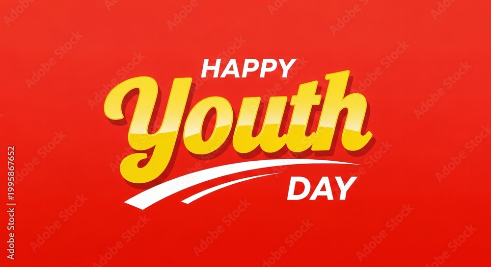 Obraz premium Happy youth day celebration with yellow and white text on red background