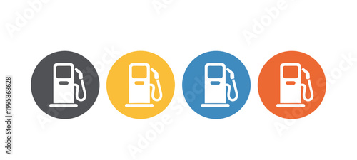 Gas pump icons in different colors on white background