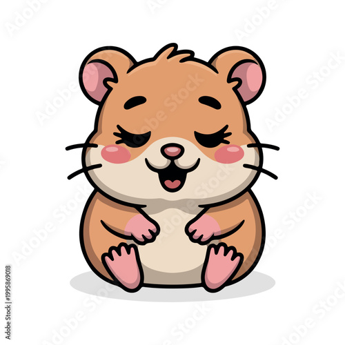 Cute happy hamster character illustration in flat vector style isolated on white background