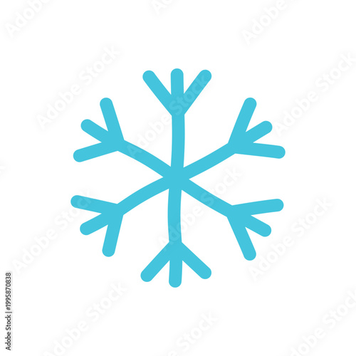 Blue snowflake vector icon. Snow flower icon with hand drawn doodle design style for Christmas and winter theme graphic element