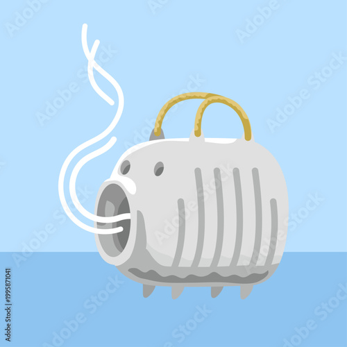 Japanese Traditional Pig-Shaped Ceramic Mosquito Coil Holder Vector Illustration