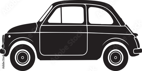 Vintage Italian Microcar Silhouettes and Retro Small City Car Vector