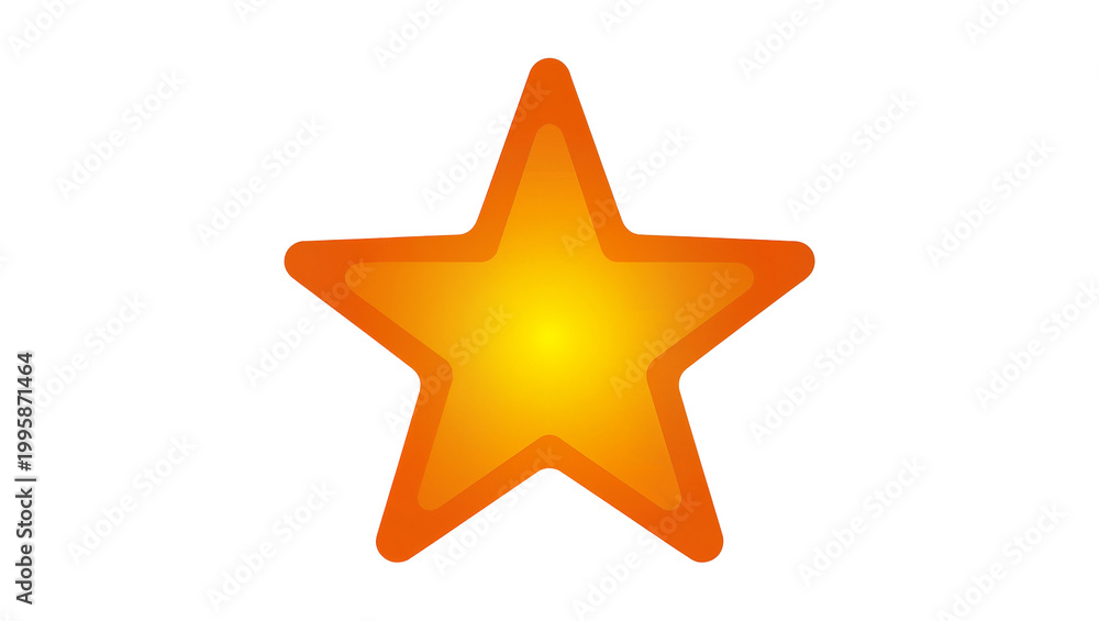 Fototapeta premium Glowing orange five-pointed star with yellow gradient