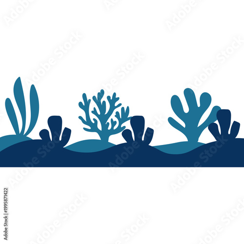 Blue Underwater Coral Reef Border