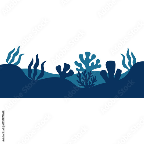 Underwater Seaweed and Coral Border