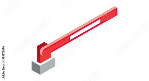 Isometric Red and White Automatic Parking Barrier Gate for Traffic Control and Secure Access