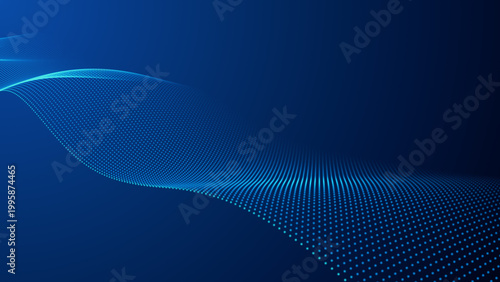 abstract blue background with wave dots lines , futuristic ai technology and science social media background
