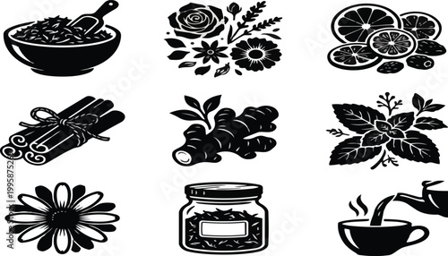 Herbal tea ingredients and preparation elements for a soothing beverage