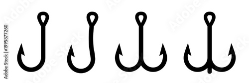 Fishing hook icon. Fishing hook types.