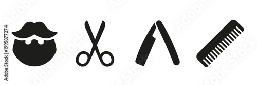 barbershop icon set. Barber shop icons