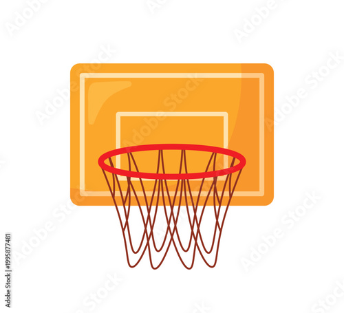 Basketball hoop with net and backboard icon vector illustration for basketball sport equipment