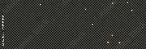 Gold glittering dust with stars on transparent backdrop