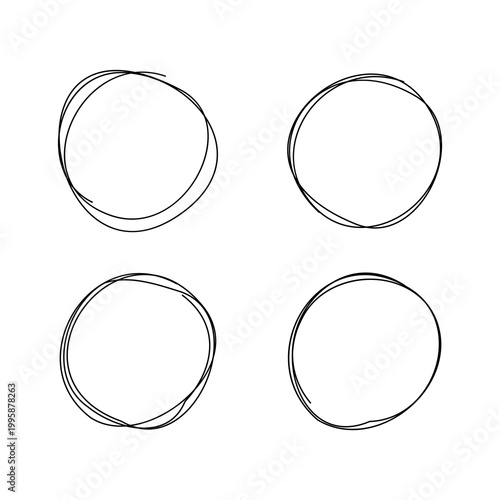 Set of Messy Line Art Round Shapes