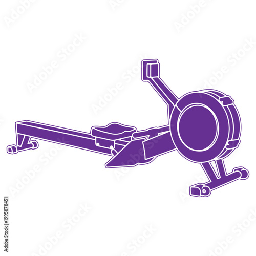 Purple Rowing Machine Silhouette for Home Gym Workout Equipment Illustration