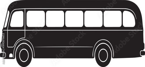Vintage Italian Tour Bus Silhouettes Retro Travel Coach Vector Art