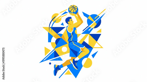 Abstract illustration of a basketball player jumping