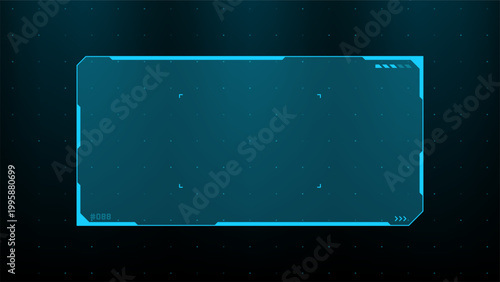 Blue digital hud interface frame. Futuristic vector screen display with technological graphic elements. Cybernetic monitor layout for science fiction data tracking and software design.