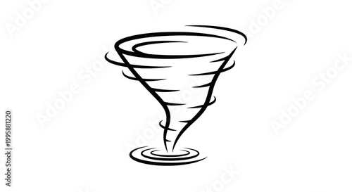 Stylized tornado illustration dynamic swirls on white background