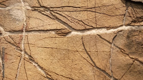 Close-up cracked rock surface with lines and dry earthy texture